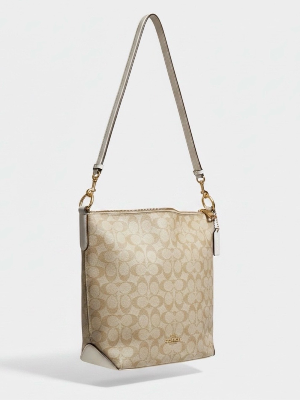 Coach Abby Duffle Beige Signature Canvas Shoulder Bag Tote Crossbody